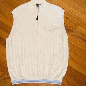 Paul Fredrick White Zip-Up Sweater Vest